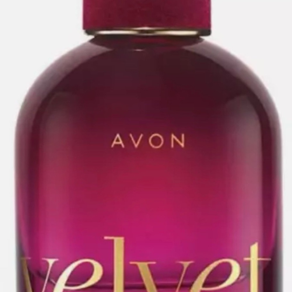 Avon Velvet Perfume - Rich Burgundy and Gold